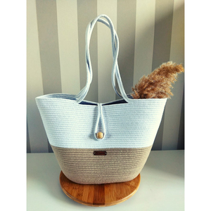 Sac de plage en paille imperméable au design attrayant pour femme, sac à main tendance, sac fourre-tout rayé tissé, sac à bandoulière décontracté pour l'été - Product Image 3