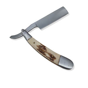 IKZARSA Straight <b>Razor</b> Stainless Steel Blade Natural Stag Horn Handle Single Blade Non-Disposable Barber Shop Use <b>Men</b> Women - Product Image 5
