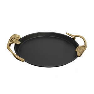 Stylish Metal Coffee Serving <b>Tray</b> With Gold Handle Silver Plated Restaurant Tabletop <b>Snacks</b> and Food Serving <b>Trays</b> - Product Image 4