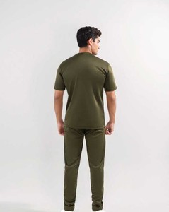 Ensemble de survêtement deux pièces vert olive pour homme, 100% coton molletonné, fabriqué au Pakistan, impression personnalisée, survêtement de jogging pour homme - Product Image 2