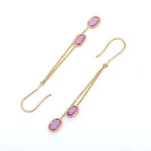 18K White Gold Modern Pink Sapphire Geometric Drop <b>Earrings</b> - Product Image 2