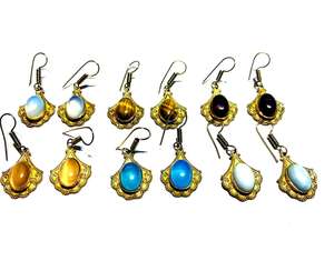 Boucles d'oreilles pendantes en laiton plaqué argent tibétain avec micro-incrustation d'améthyste, pierres semi-précieuses, bijoux tendance, cadeau pour femme - Product Image 5