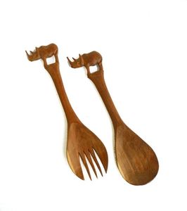 Ensemble de cuillères et fourchettes à salade en bois de haute qualité, écologiques, avec manche en bois, pour la maison, l'hôtel, le restaurant, vaisselle, outils à salade, couverts - Product Image 3