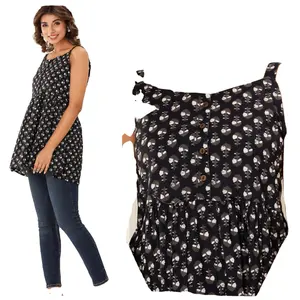 Hauts Peplum sans manches en coton indien pour femmes