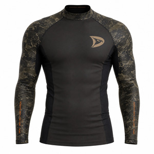DRAVELLE INDUSTRY Men's Full Sleeve Rash Guard Black Camo <b>Print</b> Breathable 220g Polyester/Nylon Quick Dry <b>Surf</b> Shirt Adult - Product Image 1