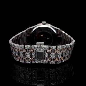 Montre mécanique en acier inoxydable avec cadran en verre Moissanite, clarté VVS, fabrication artisanale de luxe, résistante à l'eau 30 bars pour hommes - Product Image 3