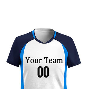 Custom Sublimated 100% Polyester <b>Volleyball</b> Jersey <b>Set</b> Eco-Friendly White Navy Blue V-Neck Sleeveless Moisture Wicking Unisex - Product Image 6