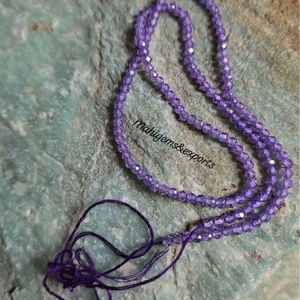 Collar de cuentas de circonita cúbica morada lavanda de 2.50 MM, piedras preciosas redondas facetadas, regalo para otra persona - Product Image 2
