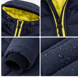 Chaqueta Cortavientos con Capucha Azul Marino para Hombre, Forro Amarillo, Cierre de Cremallera, Secado Rápido, Transpirable, Resistente al Viento, Ropa Casual de Invierno, Corte Regular - Product Image 5