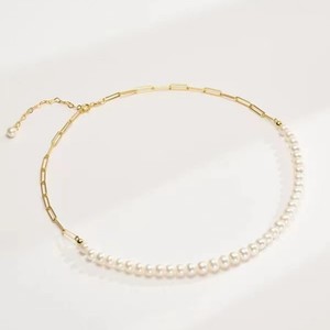 Collier de perles d'eau douce naturelles de style haut de gamme, design de niche avec perles de millet blanc, collier au tempérament exquis - Product Image 2