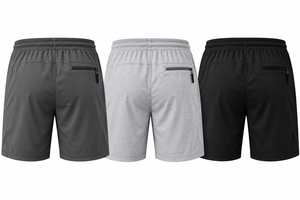 Shorts de sport pour hommes avec poches zippées, taille à cordon de serrage, shorts décontractés pour la salle de sport et l'entraînement - Product Image 3