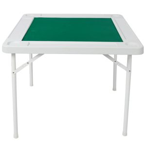 Tavolo da Mahjong Portatile per 4 Giocatori, Pieghevole Quadrato in Feltro Verde con Vassoi Porta Chip e Portabicchieri per il Gioco d'Azzardo - Product Image 3