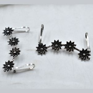 latest trending fashion Trending handmade <b>silver</b> look alike brass hoop <b>stud</b> <b>silver</b> matte earcuff earing for girls and women - Product Image 2