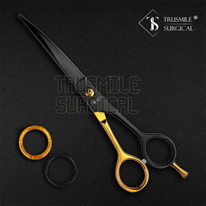 Chất lượng cao chuyên nghiệp kéo cắt tóc thép không gỉ tóc Cắt kéo sắc nét lưỡi đen vàng Salon Kéo bán buôn - Product Image 5