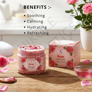 Masque facial anti-bronzage à la rose, masque facial éclaircissant à base de plantes pour éliminer le bronzage, éclaircir la peau, booster l'éclat, soin pour tous les types de peau - Product Image 3