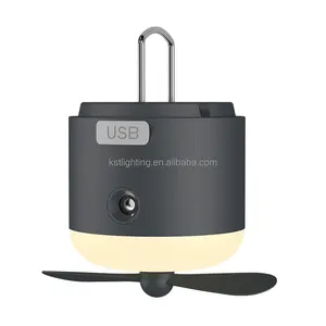 4in1 Multifunctionele Oplaadbare Noodophanging Draagbare Outdoor Mini Muggenspray Ventilator Led Licht Kampeerlamp
