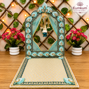 Singhasan Hecho a Mano en India, Ideal para Ídolos de Dioses como Laddu Gopal, Krishna, Ganesha, para la Decoración del Templo o el Hogar, Recuerdos Festivos para Diwali - Product Image 4