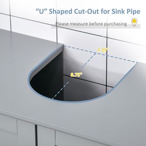 Lavabo da bagno grigio con lavabo a forma di U con ripiano interno regolabile - Product Image 5
