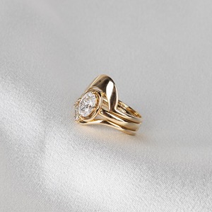 IGI Certified Oval Lab Grown Diamond Engagement <b>Ring</b> <b>Set</b> 2 <b>Rings</b> Bridal <b>Set</b> with Curved Band 14K Yellow <b>Gold</b> Wedding Jewelry - Product Image 4