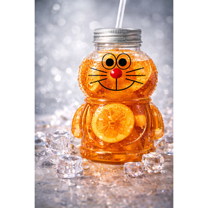 400ml Food-Grade PET <b>Bear</b> Shape <b>Bottle</b> with Aluminum Lid and Straw Hole for Juices Plastic <b>Bottles</b> Product Category - Product Image 3