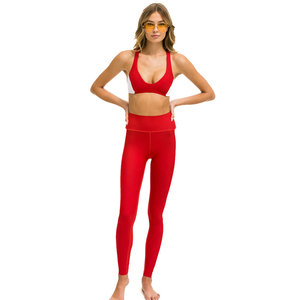 Conjunto de Yoga para Mujer de 2 Piezas, Top Corto Rosa y Leggings Negros de Cintura Alta, Sin Costuras, Transpirables, de Spandex y Poliéster, Nueva Tendencia - Product Image 2