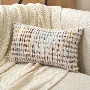 Aeckself Fodera per Cuscino Decorativo Rettangolare Boho in Ciniglia Tuftata 12 x 20 Pollici, Copricuscino Lombare Neutro - Product Image 1
