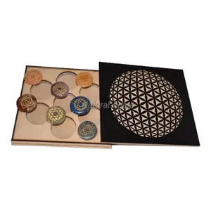 Flower Of Life with 3D Gift Box Chakra Stones | Supplier of Flower Of Life 3D Gift boxes online at best rates