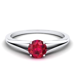 Anillo de Compromiso REYES de Alta Calidad en Oro Amarillo Sólido de 14K con Diamantes para Mujer, Corte Redondo, Gema de Rubí de 0.84Ct, Joyería Fina - Product Image 5