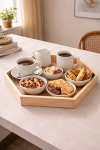 Bandeja Decorativa Hexagonal de Madera, Plato de Servir Pulido, Plato Irregular de Madera para Fiestas, Decoración de Mesa Estilo Rústico - Product Image 2