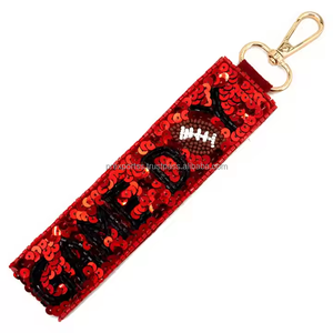 Handmade Beaded Embroidered Eco-Friendly Durable Keychain Custom Sequin <b>Bag</b> <b>Charm</b> Fabric Key Ring Women Girls Personalized Gift - Product Image 6