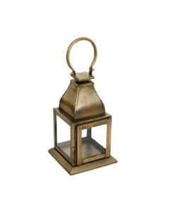 Glossy Stainless Steel Square Decorative Metal Hanging <b>Lantern</b> <b>Gold</b> Plated Clear Glass Home Lighting Accents - Product Image 1