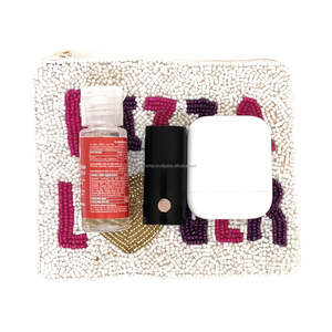 Pochette perlée rose personnalisée sac cadeau de demoiselle d'honneur sac à la mode porte-monnaie à paillettes brodé pochette fermeture éclair vin citation fête faveur à la main - Product Image 6