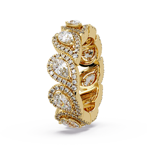 Anillos de compromiso y boda de oro puro de 14K con diamantes cultivados en laboratorio de corte pera y halo, joyería fina para mujer - Product Image 2