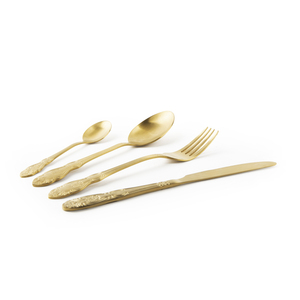 Juego de Cubiertos Excelsa de 4 Piezas, Estilo Barroco, Acero Dorado - Product Image 1