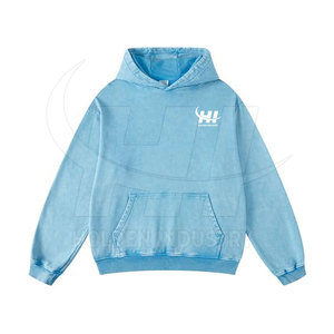 Sweat à capuche décontracté et tendance effet délavé, en tissu doux, avec coutures de qualité, vente en gros - Product Image 2
