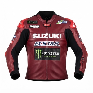 Men’s Zuzuki Cowhide Leather <b>Racing</b> <b>Jacket</b>/Chaqueta MotoCP Style CE Level 2 Armor Motorcycle Track Riding Protective Gear CE - Product Image 1