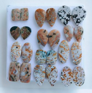 Pierre précieuse naturelle de qualité supérieure, jaspe océanique, paire de cabochons en quartz, forme personnalisée, fabrication de bijoux - Product Image 3