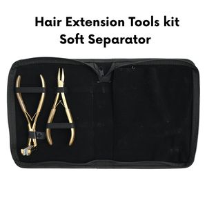 Kit d'outils pour extensions capillaires : Pince à sertir les micro-perles, Pince de pose pour extensions à clipser, Pince à boucles, Pince à sertir les perles plates, Ciseaux, Outil à anneaux de séparation - Product Image 5