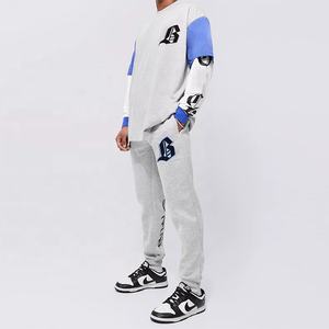 Nueva llegada logotipo personalizado impresión sudaderas con capucha capa de imitación con capucha chándal de gran tamaño hombres Joggers trajes conjunto - Product Image 2