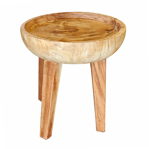Mesa Auxiliar de Madera Suar Exótica en Forma de Cuenco, Pulida, de Lujo, Ecológica, Resistente y Estética, Mesa Esquinera Pequeña de Madera - Product Image 6