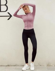 Camiseta de yoga azul de manga larga con media cremallera para mujer, ajuste ceñido, transpirable, de poliéster, ropa deportiva, diseño sin costuras, color liso, cuello alto - Product Image 2