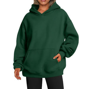 Sudadera con Capucha Extra Grande para Mujer, Color Sólido, Manga Larga, Felpa de Algodón, Transpirable, Antiarrugas, con Bolsillos, Ropa de Invierno Personalizada - Product Image 6