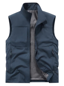 Custom Men's Winter Solid Canvas Vest Hoodie <b>Jackets</b> Multi-Pocket Zipper Breathable Outdoor/Utility Hiking Photography Fishing - Product Image 3
