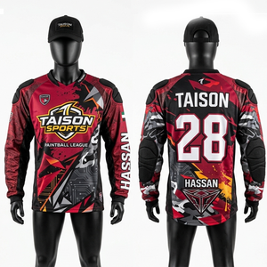 Camiseta de Paintball para Mujer, Poliéster Premium, Micro Malla Transpirable, Diseño Gráfico Rojo y Negro, Logotipo Personalizado por Sublimación - Product Image 6