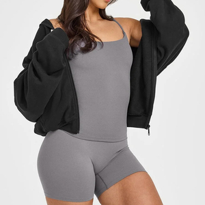 Custom Breathable Casual Gym Wear Knitted Long Women's Sleeveless Tank <b>Tops</b> Strappy <b>Vest</b> Yoga <b>Top</b> with <b>Built</b> <b>in</b> <b>Bra</b> - Product Image 2