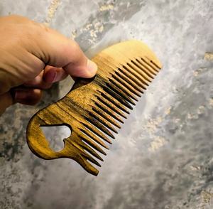 Peine de Madera con Logotipo Personalizado, Peine Desenredante de Madera Natural India para Mujeres y Hombres, Cuidado del Cabello y la Barba, Suministros para Salón - Product Image 3