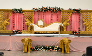 Dravidian Carved Pillars Panels Ritu Kala Samskaram Vintage Premium Fiber <b>Wedding</b> Stage Backdrops Lightweight Golden <b>Frames</b> - Product Image 4