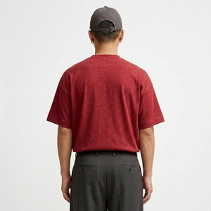 T-shirt de sport décontracté pour homme, coupe ample, col rond, en mélange de coton, couleur unie, style baggy, collection été 2026 - Product Image 4