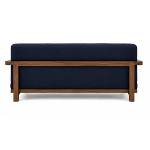 Sofá de 3 Plazas de Madera de Teca Sólida de Lujo con Tapicería Azul Marino, Muebles Modernos para Sala de Estar, Vestíbulo de Hotel, Apartamento, Villa - Product Image 5