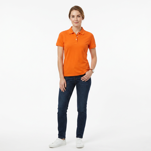 Men's <b>Orange</b> Short Sleeve <b>Polo</b> Shirt 100% Cotton Knitted Breathable Solid Casual Style Regular Fit - Product Image 2